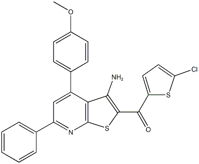 [3-amino-4-(4-methoxyphenyl)-6-phenylthieno[2,3-b]pyridin-2-yl](5-chloro-2-thienyl)methanone Struktur