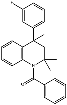 1-benzoyl-4-(3-fluorophenyl)-2,2,4-trimethyl-1,2,3,4-tetrahydroquinoline Struktur