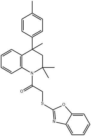 1,3-benzoxazol-2-yl 2-oxo-2-(2,2,4-trimethyl-4-(4-methylphenyl)-3,4-dihydro-1(2H)-quinolinyl)ethyl sulfide Struktur