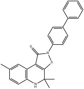 2-[1,1'-biphenyl]-4-yl-4,4,8-trimethyl-4,5-dihydroisothiazolo[5,4-c]quinoline-1(2H)-thione Struktur