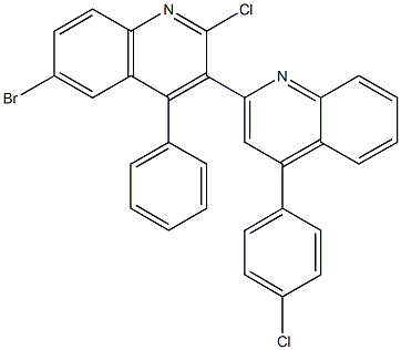 6'-bromo-2'-chloro-4-(4-chlorophenyl)-4'-phenyl-2,3'-biquinoline Struktur