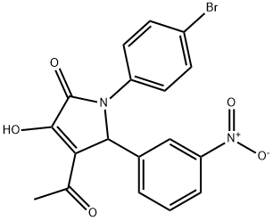 4-acetyl-1-(4-bromophenyl)-3-hydroxy-5-{3-nitrophenyl}-1,5-dihydro-2H-pyrrol-2-one Struktur