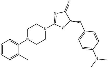 5-[4-(dimethylamino)benzylidene]-2-[4-(2-methylphenyl)-1-piperazinyl]-1,3-thiazol-4(5H)-one Struktur