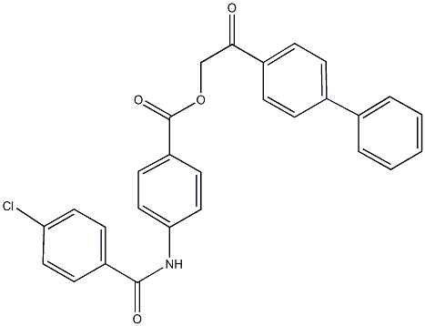 2-[1,1'-biphenyl]-4-yl-2-oxoethyl 4-[(4-chlorobenzoyl)amino]benzoate Struktur