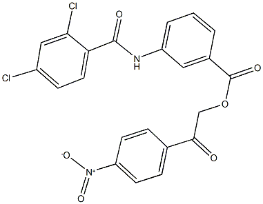 2-{4-nitrophenyl}-2-oxoethyl 3-[(2,4-dichlorobenzoyl)amino]benzoate Struktur