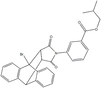 isobutyl 3-(1-bromo-16,18-dioxo-17-azapentacyclo[6.6.5.0~2,7~.0~9,14~.0~15,19~]nonadeca-2,4,6,9,11,13-hexaen-17-yl)benzoate Struktur