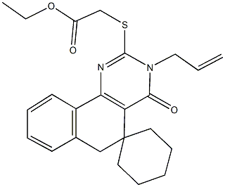 ethyl {[3-allyl-4-oxo-3,4,5,6-tetrahydrospiro(benzo[h]quinazoline-5,1'-cyclohexane)-2-yl]sulfanyl}acetate Struktur