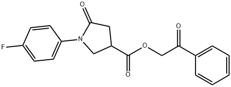 2-oxo-2-phenylethyl 1-(4-fluorophenyl)-5-oxo-3-pyrrolidinecarboxylate Struktur