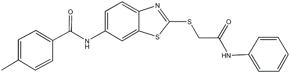 N-{2-[(2-anilino-2-oxoethyl)sulfanyl]-1,3-benzothiazol-6-yl}-4-methylbenzamide Struktur