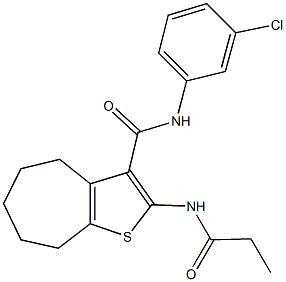 N-(3-chlorophenyl)-2-(propionylamino)-5,6,7,8-tetrahydro-4H-cyclohepta[b]thiophene-3-carboxamide Struktur