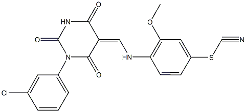 4-{[(1-(3-chlorophenyl)-2,4,6-trioxotetrahydro-5(2H)-pyrimidinylidene)methyl]amino}-3-methoxyphenyl thiocyanate Struktur