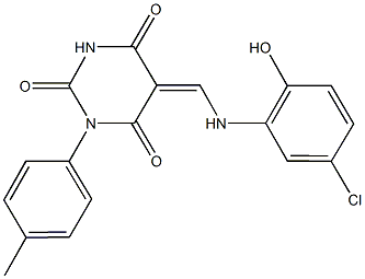 5-[(5-chloro-2-hydroxyanilino)methylene]-1-(4-methylphenyl)-2,4,6(1H,3H,5H)-pyrimidinetrione Struktur