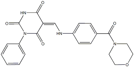 5-{[4-(4-morpholinylcarbonyl)anilino]methylene}-1-phenyl-2,4,6(1H,3H,5H)-pyrimidinetrione Struktur