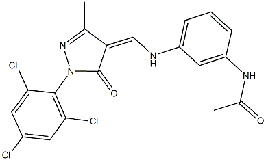 N-[3-({[3-methyl-5-oxo-1-(2,4,6-trichlorophenyl)-1,5-dihydro-4H-pyrazol-4-ylidene]methyl}amino)phenyl]acetamide Struktur