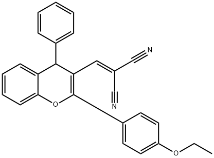 2-{[2-(4-ethoxyphenyl)-4-phenyl-4H-chromen-3-yl]methylene}malononitrile Struktur