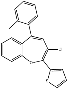 3-chloro-5-(2-methylphenyl)-2-(2-thienyl)-1-benzoxepine Struktur