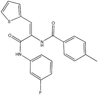 N-[1-[(3-fluoroanilino)carbonyl]-2-(2-thienyl)vinyl]-4-methylbenzamide Struktur