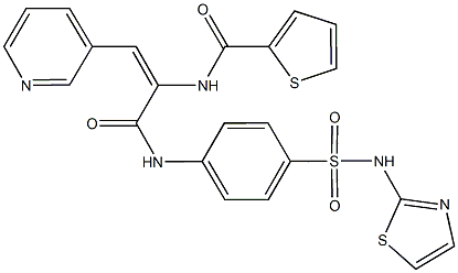 N-[2-(3-pyridinyl)-1-({4-[(1,3-thiazol-2-ylamino)sulfonyl]anilino}carbonyl)vinyl]-2-thiophenecarboxamide Struktur