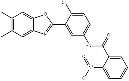 N-[4-chloro-3-(5,6-dimethyl-1,3-benzoxazol-2-yl)phenyl]-2-nitrobenzamide Struktur