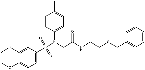 N-[2-(benzylsulfanyl)ethyl]-2-{[(3,4-dimethoxyphenyl)sulfonyl]-4-methylanilino}acetamide Struktur