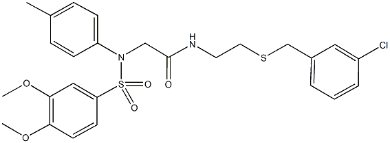 N-{2-[(3-chlorobenzyl)sulfanyl]ethyl}-2-{[(3,4-dimethoxyphenyl)sulfonyl]-4-methylanilino}acetamide Struktur