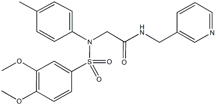 2-{[(3,4-dimethoxyphenyl)sulfonyl]-4-methylanilino}-N-(3-pyridinylmethyl)acetamide Struktur