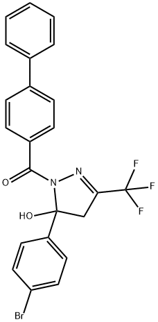 1-([1,1'-biphenyl]-4-ylcarbonyl)-5-(4-bromophenyl)-3-(trifluoromethyl)-4,5-dihydro-1H-pyrazol-5-ol Struktur