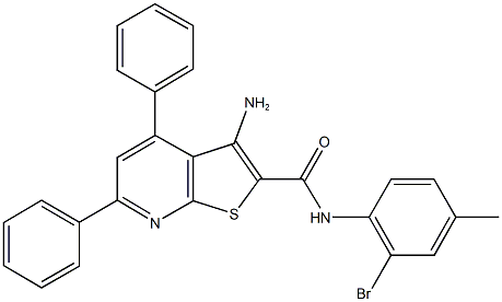 3-amino-N-(2-bromo-4-methylphenyl)-4,6-diphenylthieno[2,3-b]pyridine-2-carboxamide Struktur