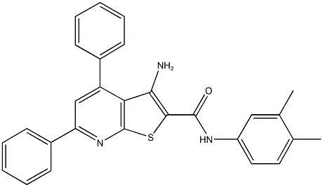 3-amino-N-(3,4-dimethylphenyl)-4,6-diphenylthieno[2,3-b]pyridine-2-carboxamide Struktur