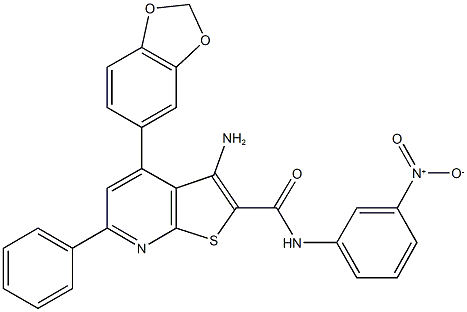 3-amino-4-(1,3-benzodioxol-5-yl)-N-{3-nitrophenyl}-6-phenylthieno[2,3-b]pyridine-2-carboxamide Struktur