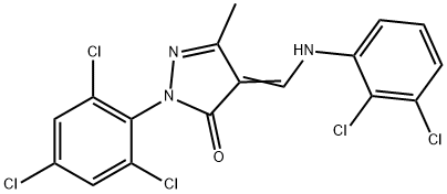 4-[(2,3-dichloroanilino)methylene]-5-methyl-2-(2,4,6-trichlorophenyl)-2,4-dihydro-3H-pyrazol-3-one Struktur