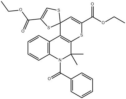 diethyl 6'-benzoyl-5',5'-dimethyl-5',6'-dihydrospiro[1,3-dithiole-2,1'-(1'H)-thiopyrano[2,3-c]quinoline]-3',4-dicarboxylate Struktur