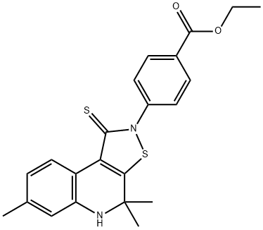 ethyl 4-(4,4,7-trimethyl-1-thioxo-4,5-dihydroisothiazolo[5,4-c]quinolin-2(1H)-yl)benzoate Struktur