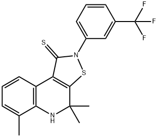 4,4,6-trimethyl-2-[3-(trifluoromethyl)phenyl]-4,5-dihydroisothiazolo[5,4-c]quinoline-1(2H)-thione Struktur