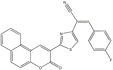 3-(4-fluorophenyl)-2-[2-(3-oxo-3H-benzo[f]chromen-2-yl)-1,3-thiazol-4-yl]acrylonitrile Struktur