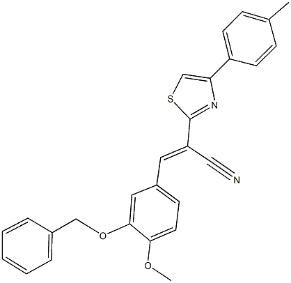 3-[3-(benzyloxy)-4-methoxyphenyl]-2-[4-(4-methylphenyl)-1,3-thiazol-2-yl]acrylonitrile Struktur