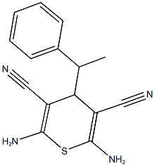 2,6-diamino-4-(1-phenylethyl)-4H-thiopyran-3,5-dicarbonitrile Struktur