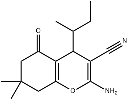 2-amino-4-(sec-butyl)-7,7-dimethyl-5-oxo-5,6,7,8-tetrahydro-4H-chromene-3-carbonitrile Struktur