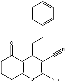 2-amino-5-oxo-4-(2-phenylethyl)-5,6,7,8-tetrahydro-4H-chromene-3-carbonitrile Struktur