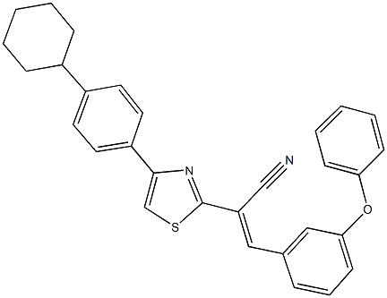 2-[4-(4-cyclohexylphenyl)-1,3-thiazol-2-yl]-3-(3-phenoxyphenyl)acrylonitrile Struktur