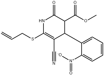 methyl 6-(allylsulfanyl)-5-cyano-4-(2-nitrophenyl)-2-oxo-1,2,3,4-tetrahydro-3-pyridinecarboxylate Struktur