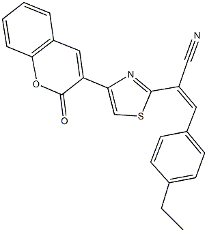 3-(4-ethylphenyl)-2-[4-(2-oxo-2H-chromen-3-yl)-1,3-thiazol-2-yl]acrylonitrile Struktur