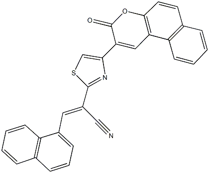 3-(1-naphthyl)-2-[4-(3-oxo-3H-benzo[f]chromen-2-yl)-1,3-thiazol-2-yl]acrylonitrile Struktur