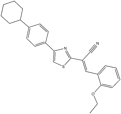 2-[4-(4-cyclohexylphenyl)-1,3-thiazol-2-yl]-3-(2-ethoxyphenyl)acrylonitrile Struktur