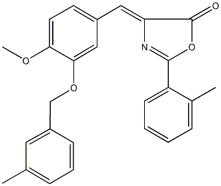 4-{4-methoxy-3-[(3-methylbenzyl)oxy]benzylidene}-2-(2-methylphenyl)-1,3-oxazol-5(4H)-one Struktur