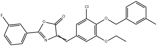 4-{3-chloro-5-ethoxy-4-[(3-methylbenzyl)oxy]benzylidene}-2-(3-fluorophenyl)-1,3-oxazol-5(4H)-one Struktur