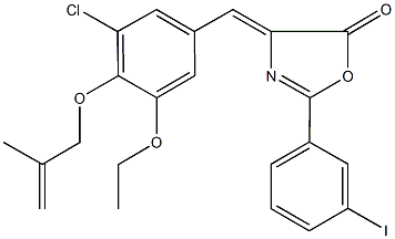 4-{3-chloro-5-ethoxy-4-[(2-methyl-2-propenyl)oxy]benzylidene}-2-(3-iodophenyl)-1,3-oxazol-5(4H)-one Struktur