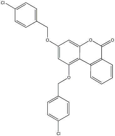 1,3-bis[(4-chlorobenzyl)oxy]-6H-benzo[c]chromen-6-one Struktur