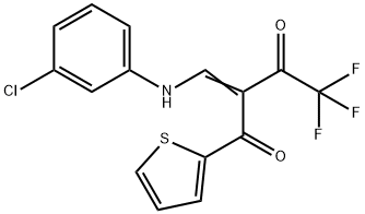 2-[(3-chloroanilino)methylene]-4,4,4-trifluoro-1-(2-thienyl)-1,3-butanedione Struktur