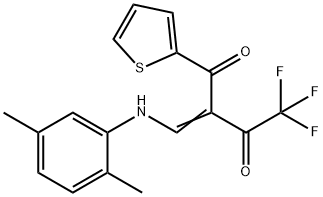 2-[(2,5-dimethylanilino)methylene]-4,4,4-trifluoro-1-(2-thienyl)-1,3-butanedione Struktur